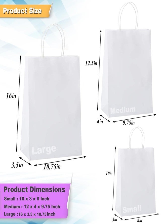 Aakriti White Kraft Gift Bags with Handles, Natural Plain Kraft Paper Shopping Bags for Retail Business, Grocery, Craft, Birthday, Wedding, Party Favors in 3 Sizes (45 PCS White Paper Bag) Mix Sizes - Image 3